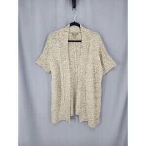 Naturals Cardigan Sweater Womens Lare Beige Knit Open Short Sleeve Coastal Boho